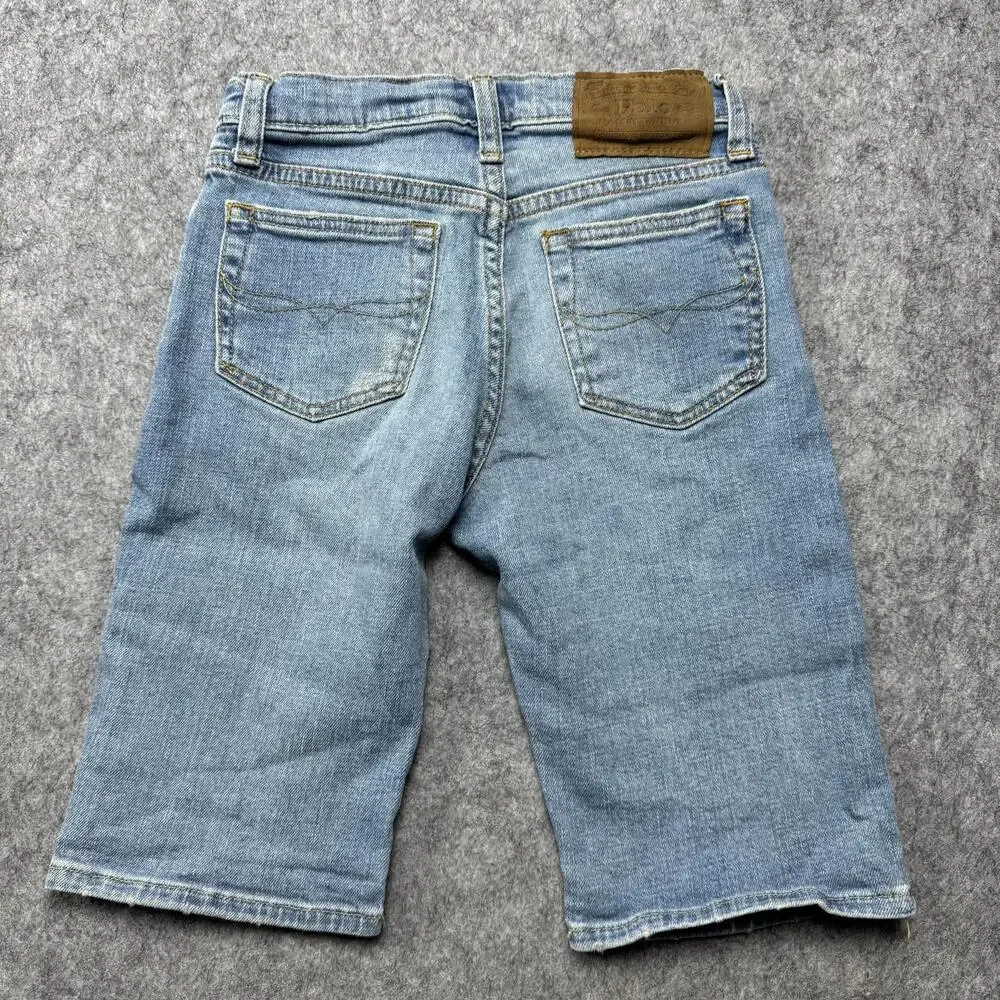 Polo Ralph Lauren Shorts Youth 7 Blue Denim Jean Bermuda Adjustable Waist